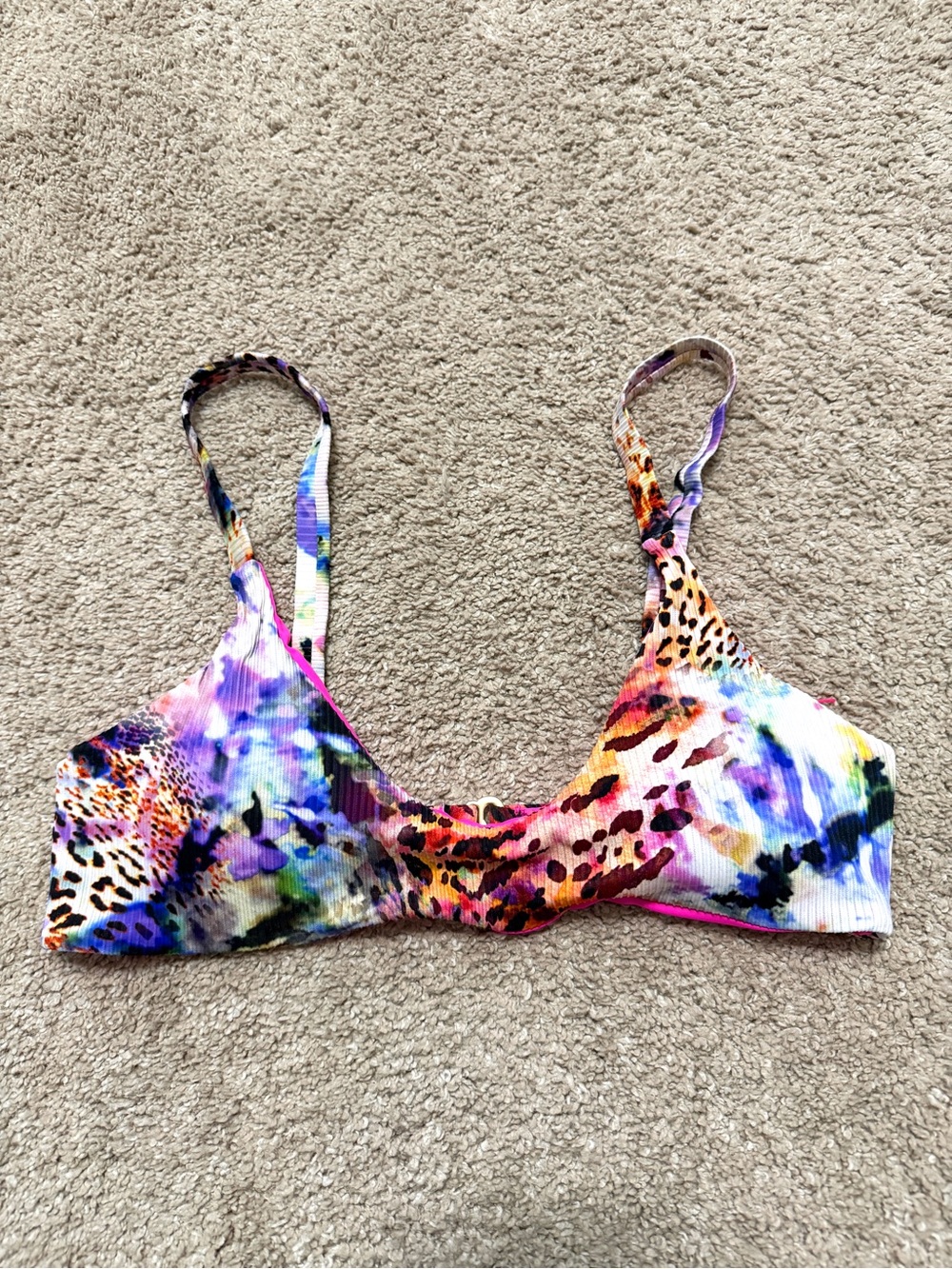 Tinibikini Hot Pink Swim Bikini top animal print medium
